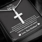 Stainless Cross Necklace For Wife w/ MC