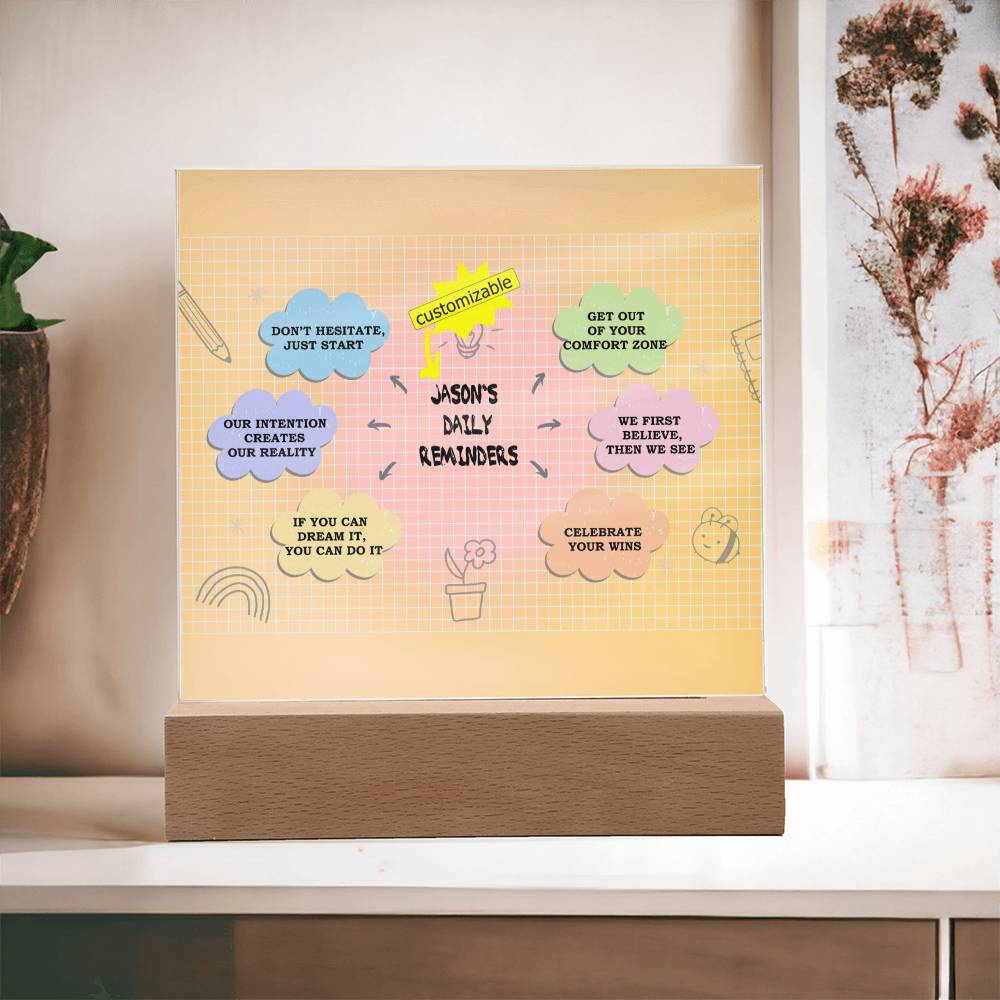Daily Affirmations, Custom name Daily reminders, Personalized Gift, Acrylic Plaque, Best Friend Gift, Personalized Sign, Motivational Quotes, Mindfulness Gift, Brainy Quote, Motivational Saying