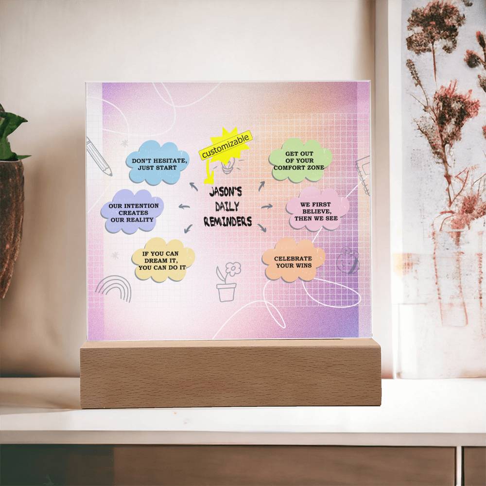 Daily Affirmations, Custom name Daily reminders, Personalized Gift, Acrylic Plaque, Best Friend Gift, Personalized Sign, Motivational Quotes, Mindfulness Gift, Brainy Quote, Motivational Saying