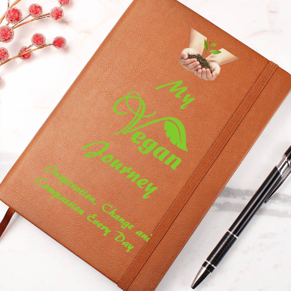 Vegan Leather Notebook, Vegan Journey, Vegan Journal, Inspiration, Change, Compassion, Personalized Gift, Best Friend Gift, Custom Leather Portfolio, Healthy Nutrition