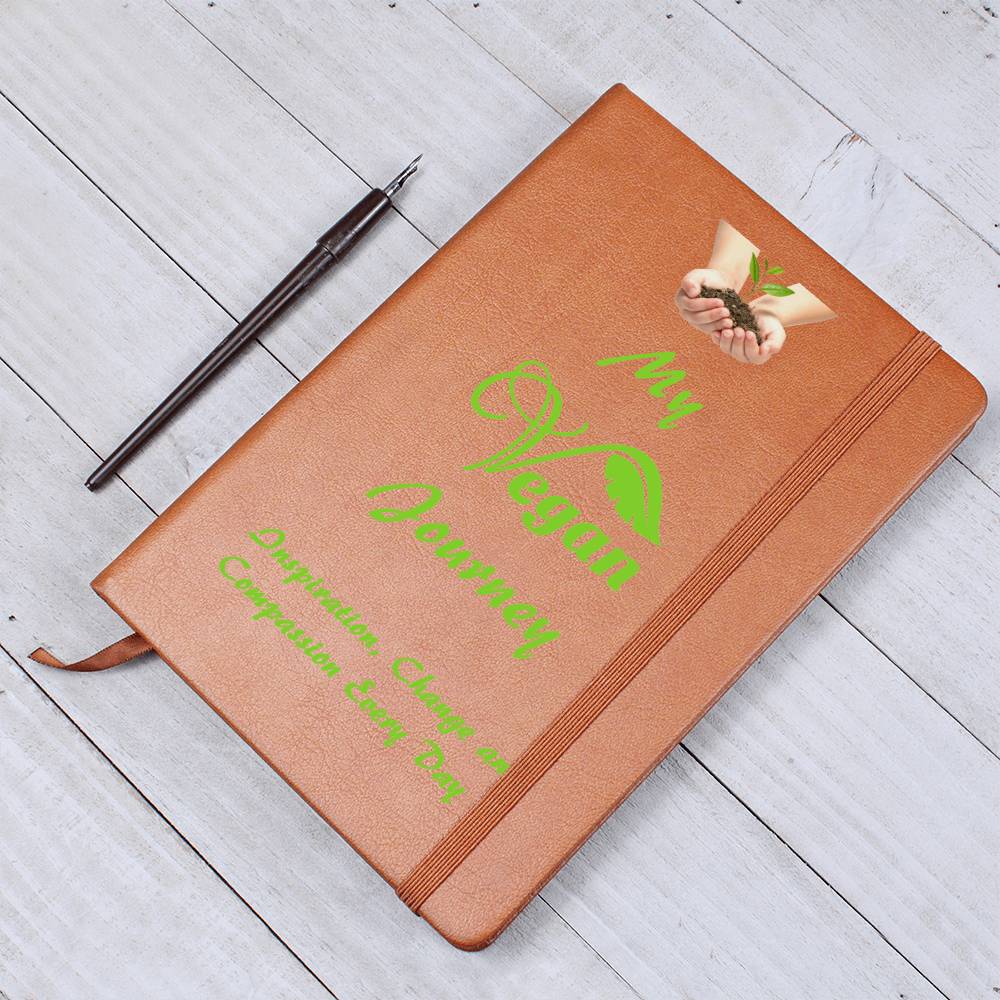 Vegan Leather Notebook, Vegan Journey, Vegan Journal, Inspiration, Change, Compassion, Personalized Gift, Best Friend Gift, Custom Leather Portfolio, Healthy Nutrition