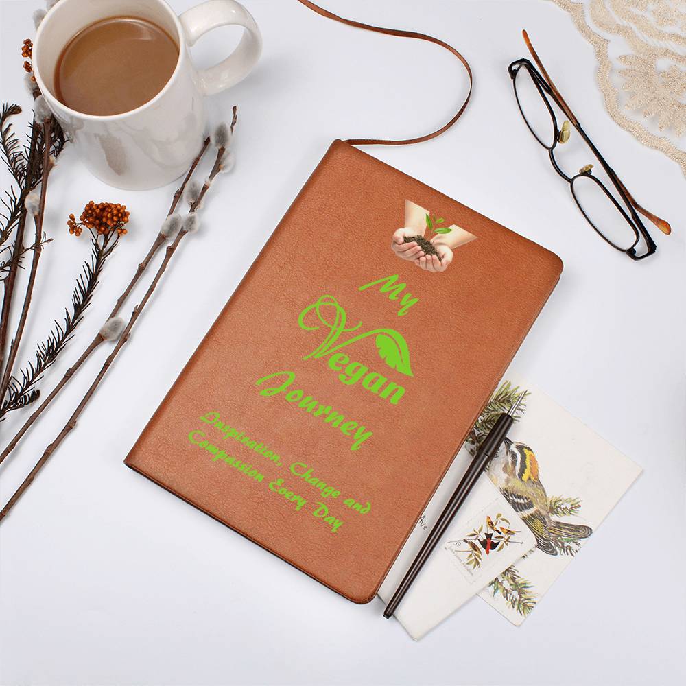 Vegan Leather Notebook, Vegan Journey, Vegan Journal, Inspiration, Change, Compassion, Personalized Gift, Best Friend Gift, Custom Leather Portfolio, Healthy Nutrition