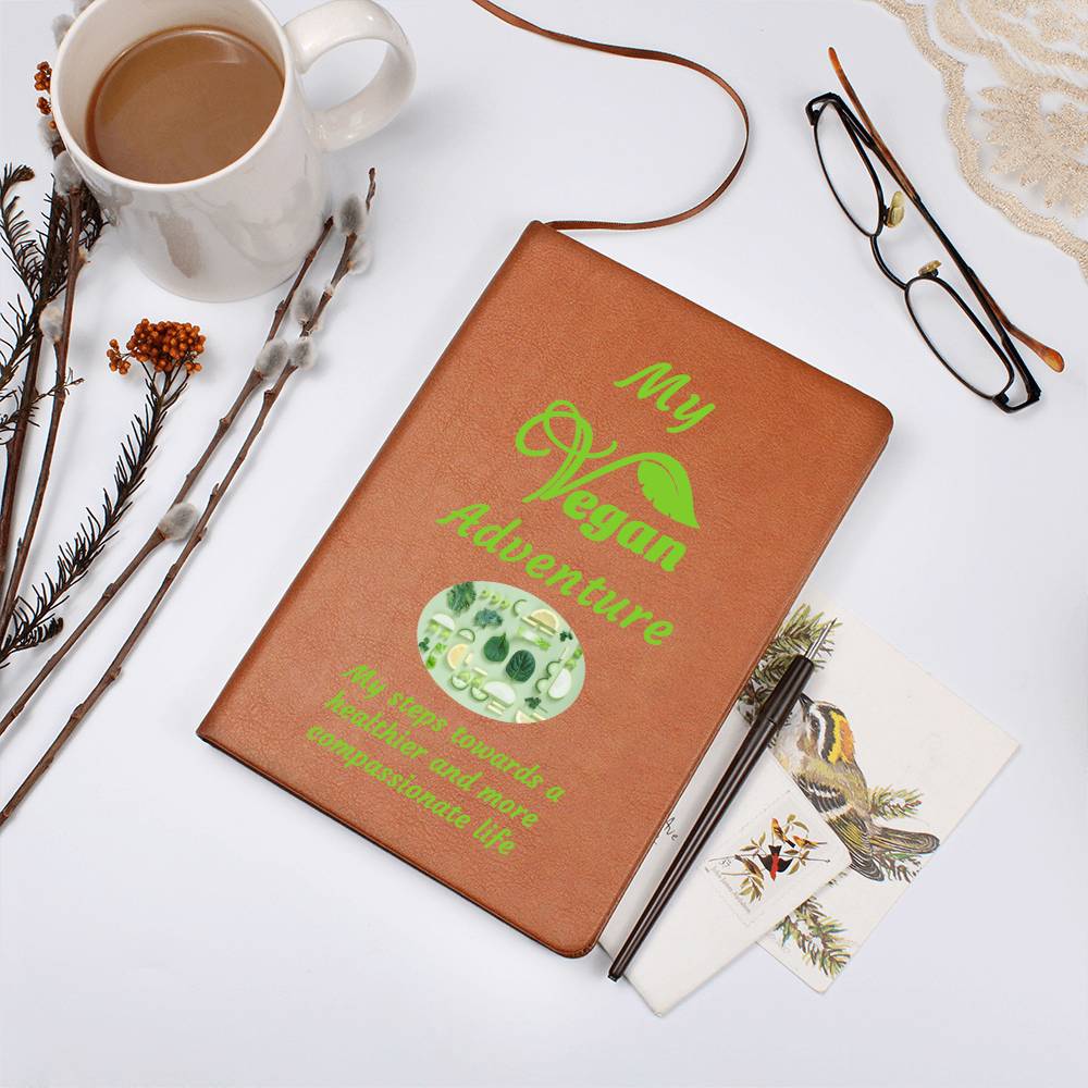 Vegan Leather Notebook, Vegan Journey, Vegan Journal, Inspiration, Change, Compassion, Personalized Gift, Best Friend Gift, Custom Leather Portfolio, Healthy Nutrition