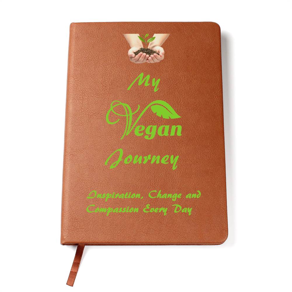 Vegan Leather Notebook, Vegan Journey, Vegan Journal, Inspiration, Change, Compassion, Personalized Gift, Best Friend Gift, Custom Leather Portfolio, Healthy Nutrition