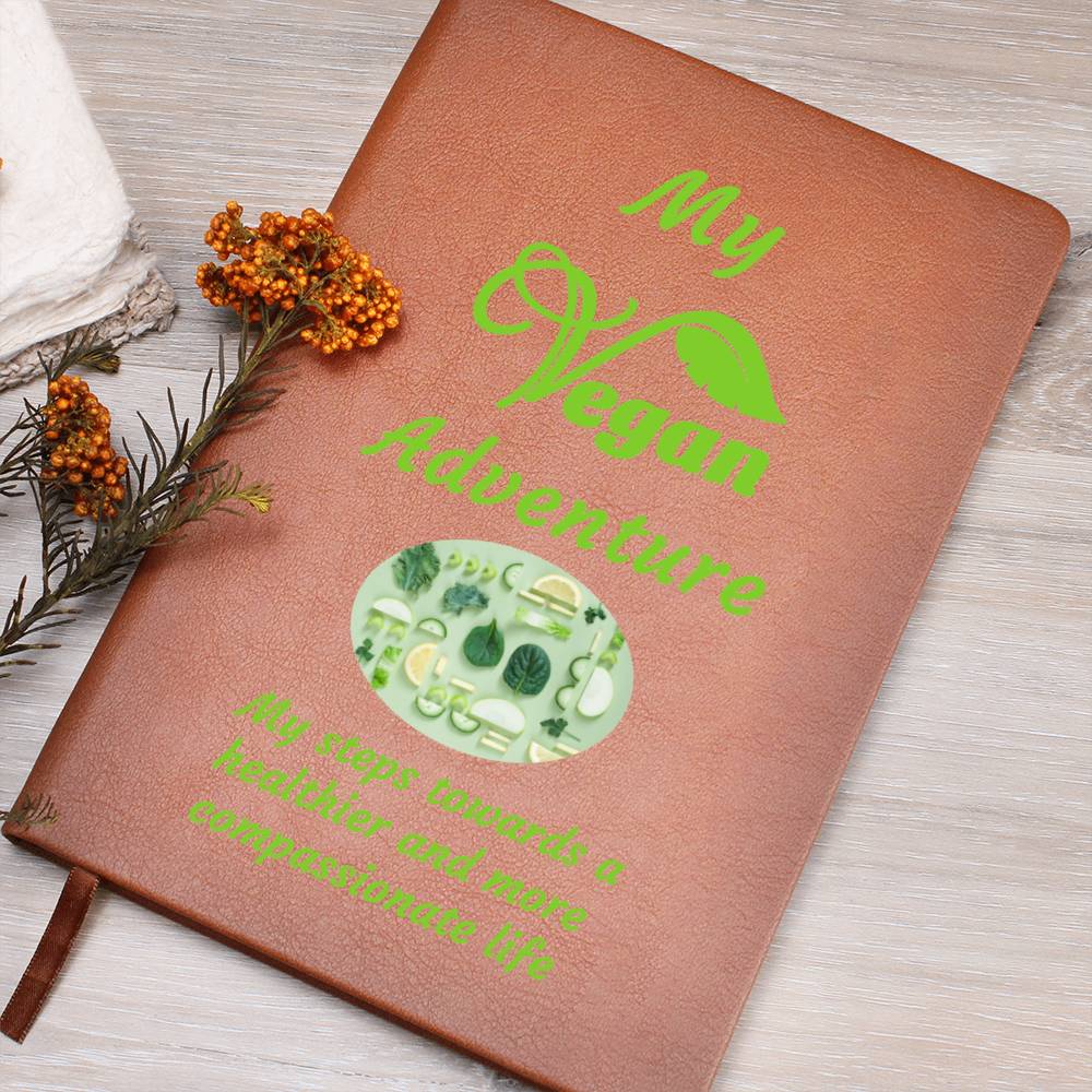 Vegan Leather Notebook, Vegan Journey, Vegan Journal, Inspiration, Change, Compassion, Personalized Gift, Best Friend Gift, Custom Leather Portfolio, Healthy Nutrition