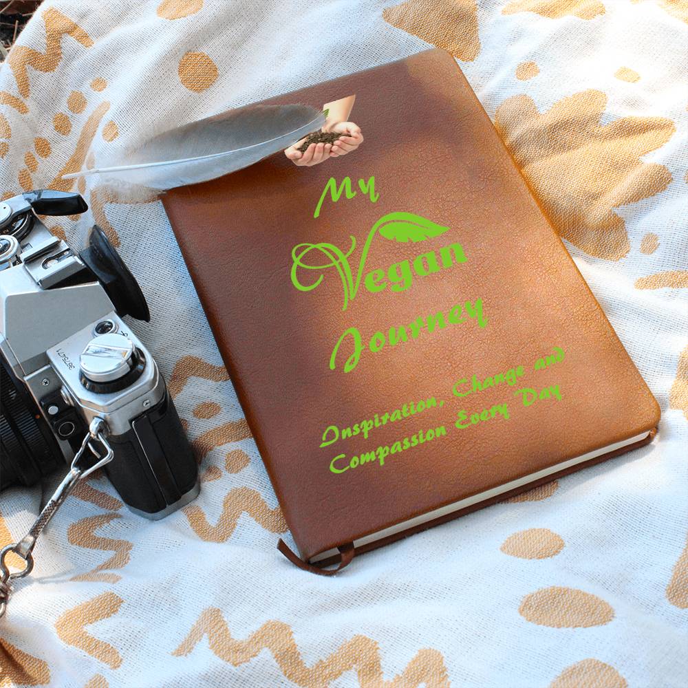 Vegan Leather Notebook, Vegan Journey, Vegan Journal, Inspiration, Change, Compassion, Personalized Gift, Best Friend Gift, Custom Leather Portfolio, Healthy Nutrition