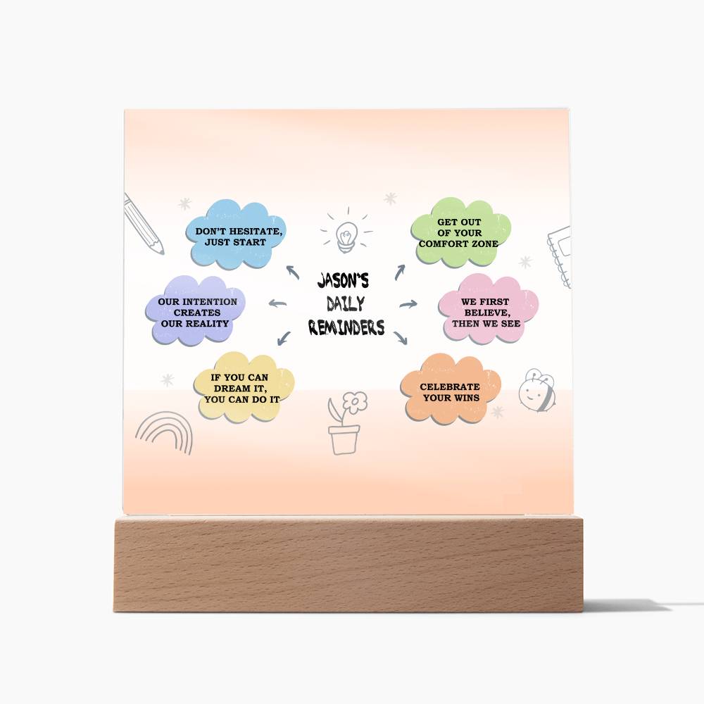Daily Affirmations, Custom name Daily reminders, Personalized Gift, Acrylic Plaque, Best Friend Gift, Personalized Sign, Motivational Quotes, Mindfulness Gift, Brainy Quote, Motivational Saying