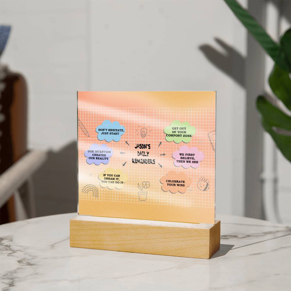 Daily Affirmations, Custom name Daily reminders, Personalized Gift, Acrylic Plaque, Best Friend Gift, Personalized Sign, Motivational Quotes, Mindfulness Gift, Brainy Quote, Motivational Saying