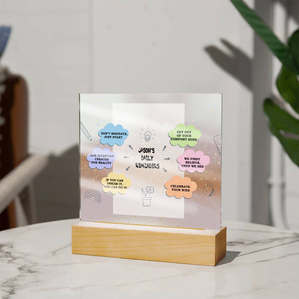Daily Affirmations, Custom name Daily reminders, Personalized Gift, Acrylic Plaque, Best Friend Gift, Personalized Sign, Motivational Quotes, Mindfulness Gift, Brainy Quote, Motivational Saying