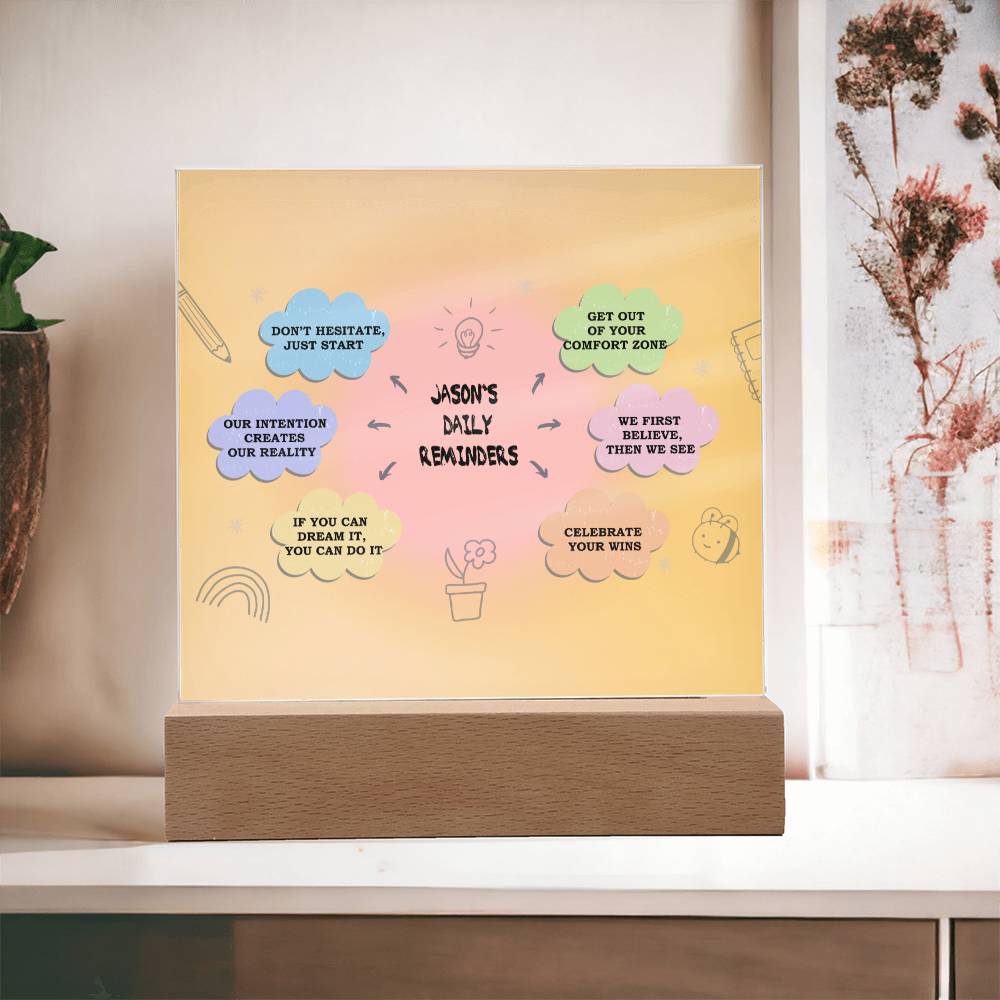 Daily Affirmations, Custom name Daily reminders, Personalized Gift, Acrylic Plaque, Best Friend Gift, Personalized Sign, Motivational Quotes, Mindfulness Gift, Brainy Quote, Motivational Saying