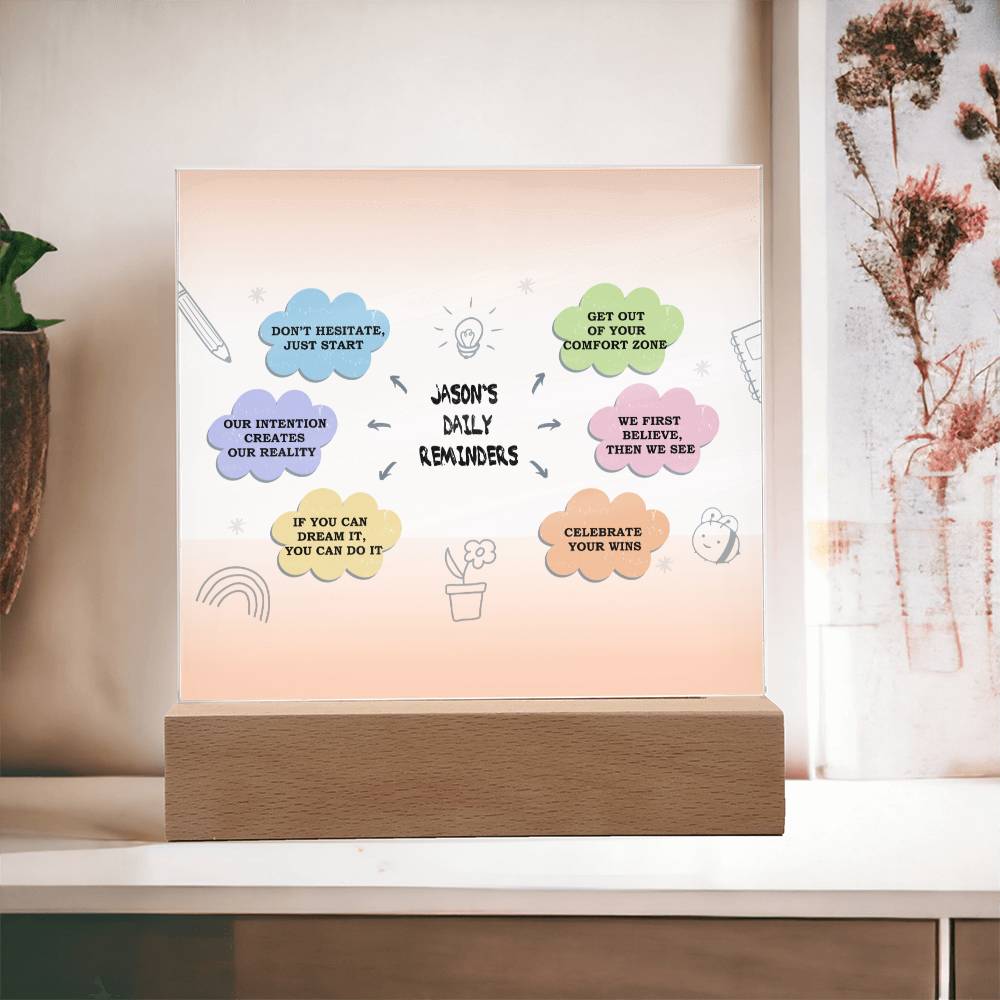 Daily Affirmations, Custom name Daily reminders, Personalized Gift, Acrylic Plaque, Best Friend Gift, Personalized Sign, Motivational Quotes, Mindfulness Gift, Brainy Quote, Motivational Saying
