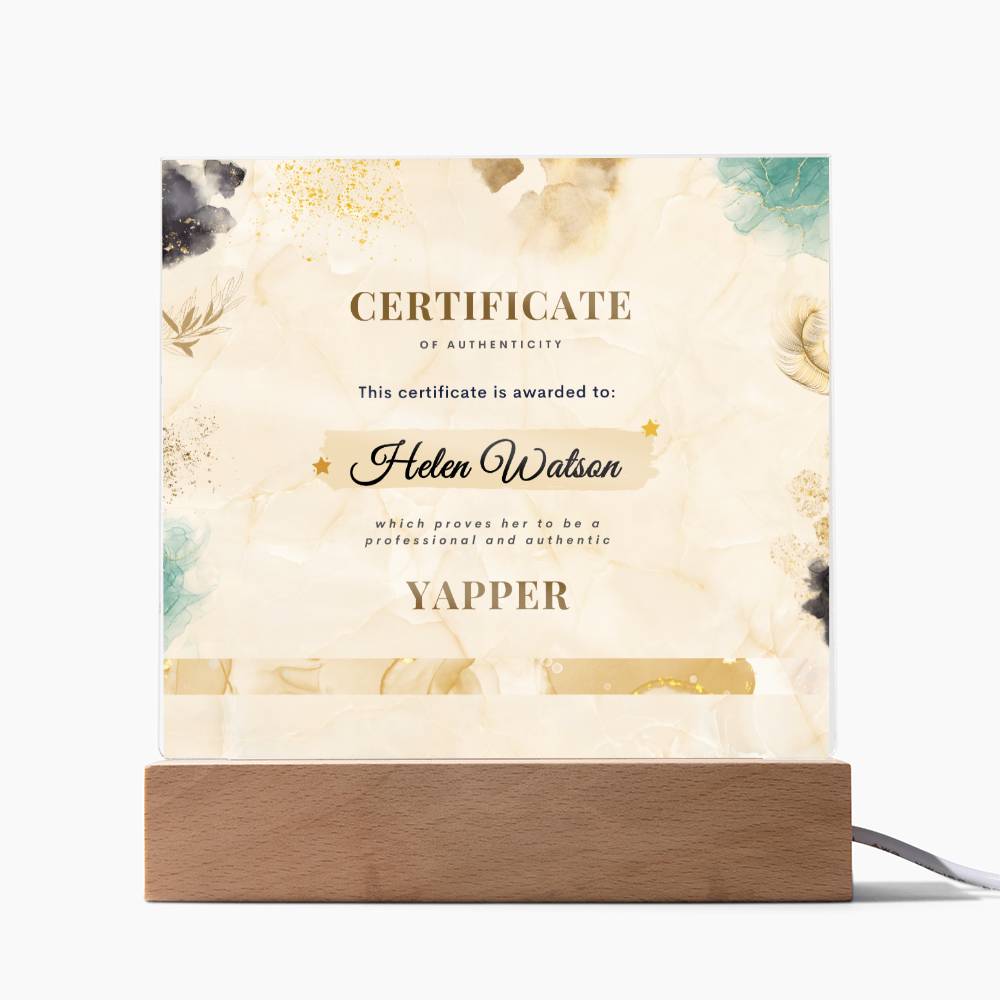 Certified Yapper, Personalized Gift, Acrylic Plaque, Personalized Sign, Gift Ideas, Professional Yapper
