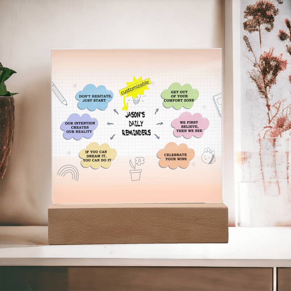 Daily Affirmations, Custom name Daily reminders, Personalized Gift, Acrylic Plaque, Best Friend Gift, Personalized Sign, Motivational Quotes, Mindfulness Gift, Brainy Quote, Motivational Saying