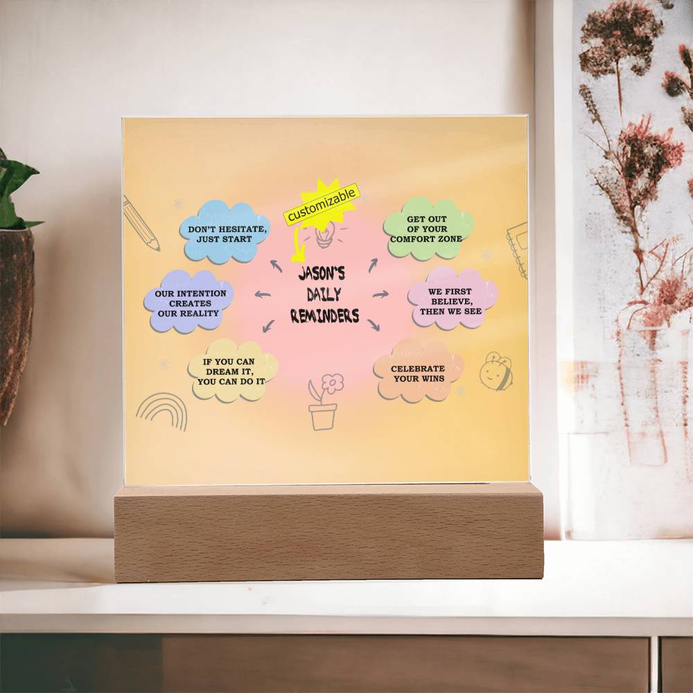 Daily Affirmations, Custom name Daily reminders, Personalized Gift, Acrylic Plaque, Best Friend Gift, Personalized Sign, Motivational Quotes, Mindfulness Gift, Brainy Quote, Motivational Saying